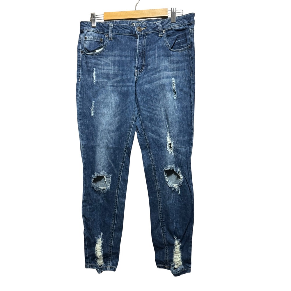 rue21 Mid Rise Ankle Jegging Womens Blue Excellent Distressed Ripped Denim